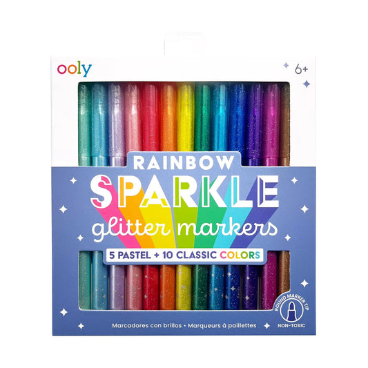 Rainbow Sparkle Glitter Markers - Pack of 15